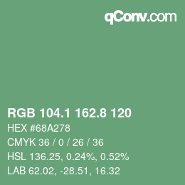Color code: RGB 104.1 162.8 120 | qconv.com
