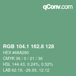 カラーコード: RGB 104.1 162.8 128 | qconv.com