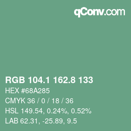 カラーコード: RGB 104.1 162.8 133 | qconv.com