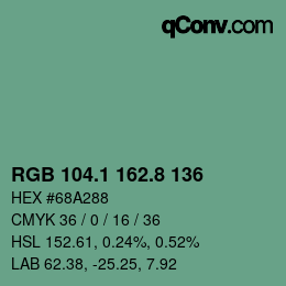 カラーコード: RGB 104.1 162.8 136 | qconv.com
