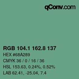 カラーコード: RGB 104.1 162.8 137 | qconv.com