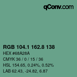 カラーコード: RGB 104.1 162.8 138 | qconv.com