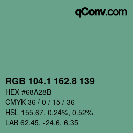 カラーコード: RGB 104.1 162.8 139 | qconv.com