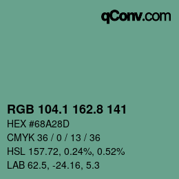 カラーコード: RGB 104.1 162.8 141 | qconv.com
