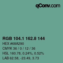 Color code: RGB 104.1 162.8 144 | qconv.com