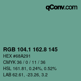 カラーコード: RGB 104.1 162.8 145 | qconv.com