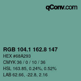 カラーコード: RGB 104.1 162.8 147 | qconv.com