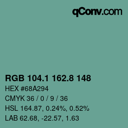 Color code: RGB 104.1 162.8 148 | qconv.com