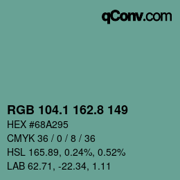 Color code: RGB 104.1 162.8 149 | qconv.com