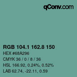 カラーコード: RGB 104.1 162.8 150 | qconv.com