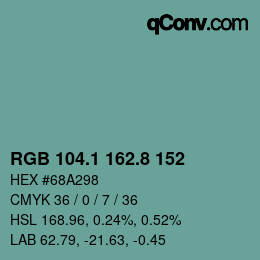 カラーコード: RGB 104.1 162.8 152 | qconv.com