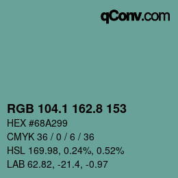 Color code: RGB 104.1 162.8 153 | qconv.com