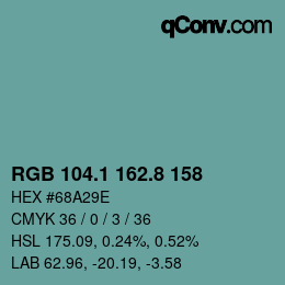 Código de color: RGB 104.1 162.8 158 | qconv.com