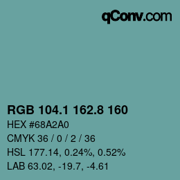 Color code: RGB 104.1 162.8 160 | qconv.com
