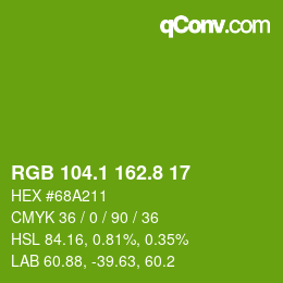 カラーコード: RGB 104.1 162.8 17 | qconv.com
