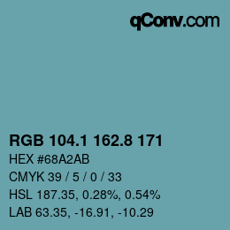 カラーコード: RGB 104.1 162.8 171 | qconv.com