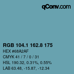 Color code: RGB 104.1 162.8 175 | qconv.com