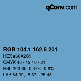 カラーコード: RGB 104.1 162.8 201 | qconv.com