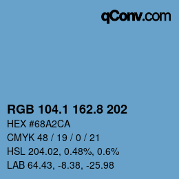 カラーコード: RGB 104.1 162.8 202 | qconv.com
