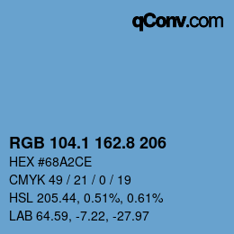 カラーコード: RGB 104.1 162.8 206 | qconv.com