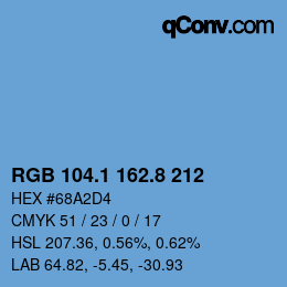 Color code: RGB 104.1 162.8 212 | qconv.com