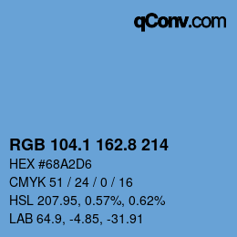 カラーコード: RGB 104.1 162.8 214 | qconv.com