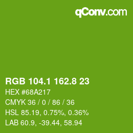 カラーコード: RGB 104.1 162.8 23 | qconv.com
