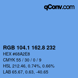 Farbcode: RGB 104.1 162.8 232 | qconv.com