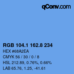 Color code: RGB 104.1 162.8 234 | qconv.com
