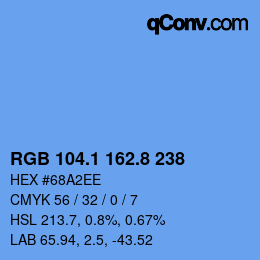 カラーコード: RGB 104.1 162.8 238 | qconv.com