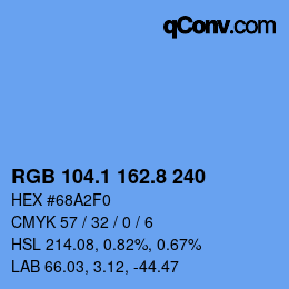 Color code: RGB 104.1 162.8 240 | qconv.com