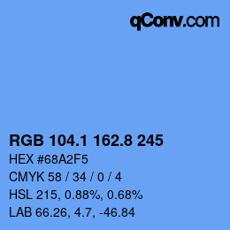 カラーコード: RGB 104.1 162.8 245 | qconv.com