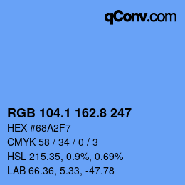 カラーコード: RGB 104.1 162.8 247 | qconv.com