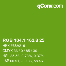 カラーコード: RGB 104.1 162.8 25 | qconv.com