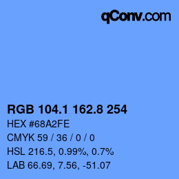 Color code: RGB 104.1 162.8 254 | qconv.com