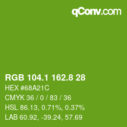 カラーコード: RGB 104.1 162.8 28 | qconv.com