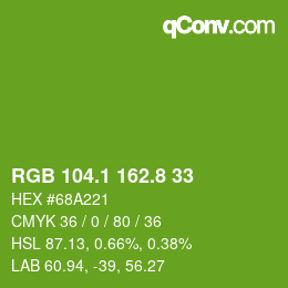 カラーコード: RGB 104.1 162.8 33 | qconv.com