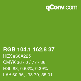 カラーコード: RGB 104.1 162.8 37 | qconv.com
