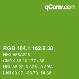 カラーコード: RGB 104.1 162.8 38 | qconv.com