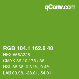 カラーコード: RGB 104.1 162.8 40 | qconv.com