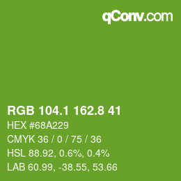 カラーコード: RGB 104.1 162.8 41 | qconv.com