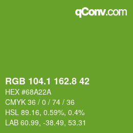 カラーコード: RGB 104.1 162.8 42 | qconv.com