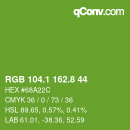カラーコード: RGB 104.1 162.8 44 | qconv.com