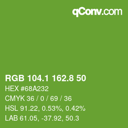 カラーコード: RGB 104.1 162.8 50 | qconv.com