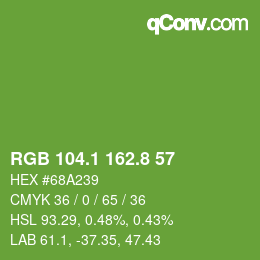カラーコード: RGB 104.1 162.8 57 | qconv.com