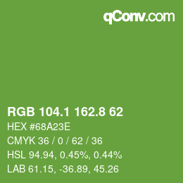 カラーコード: RGB 104.1 162.8 62 | qconv.com