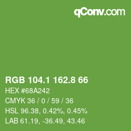 カラーコード: RGB 104.1 162.8 66 | qconv.com