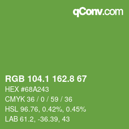 カラーコード: RGB 104.1 162.8 67 | qconv.com