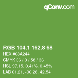 カラーコード: RGB 104.1 162.8 68 | qconv.com