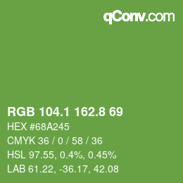 カラーコード: RGB 104.1 162.8 69 | qconv.com